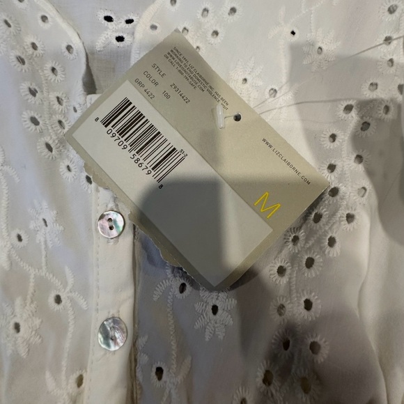 NWT Liz Claiborne Dress White Sleeveless Eyelet Embroidered Cottagecore Size M - Picture 6 of 7
